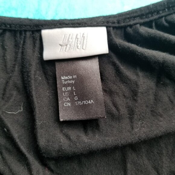 H&M Womens Black Cap Sleeve Top With Subtle Glitter Accents Size L - Picture 3 of 3